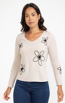 Tee-shirt brodé manches longues