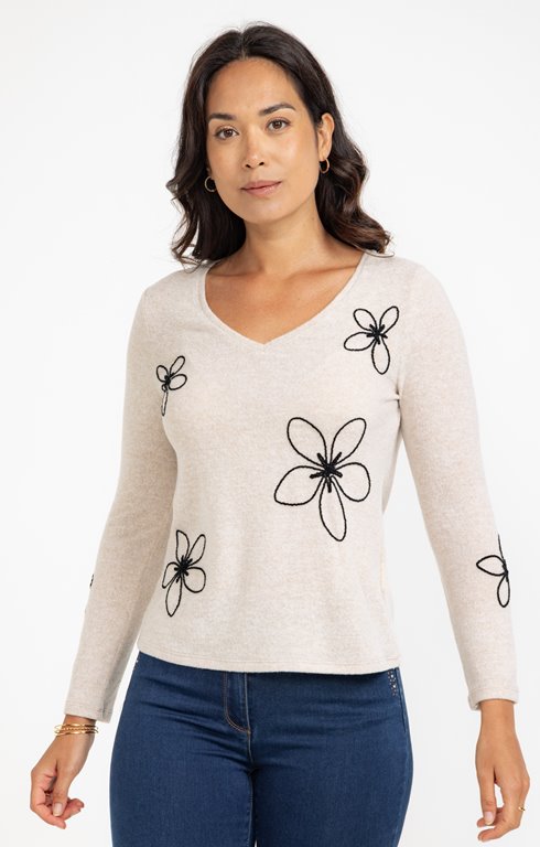 Tee-shirt brodé manches longues