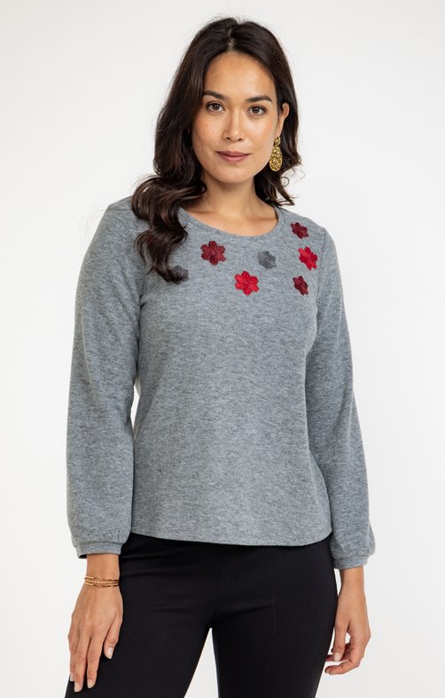 Tee-shirt brodé manches longues