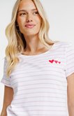 Tee-shirt rayé et coeurs à paillettes
