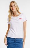 Tee-shirt rayé et coeurs à paillettes