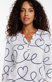 Tee-shirt 3/4 imprimé col mao