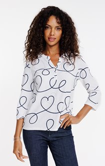 Tee-shirt 3/4 imprimé col mao