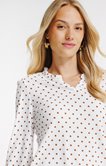 Tee-shirt 3/4 à pois et col mao
