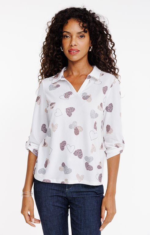 Tee-shirt 3/4 imprimé coeur