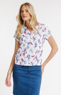 Tee-shirt imprimé avec col mao