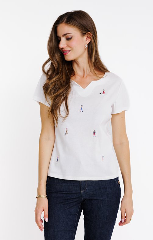 Tee-shirt imprimé avec col mao