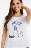 Tee-shirt imprimé vase avec col rond