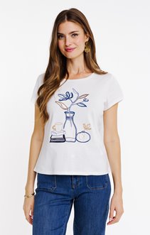 Tee-shirt imprimé vase avec col rond