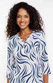 Tee-shirt manches 3/4 imprimé col mao