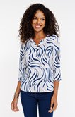 Tee-shirt manches 3/4 imprimé col mao