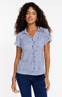 Tee-shirt rayé et imprimé col polo
