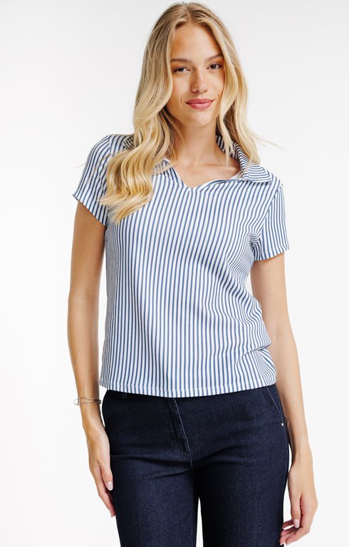 Tee-shirt rayé col polo