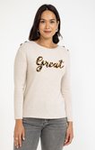 Tee-shirt imprimé placé et manches 3/4