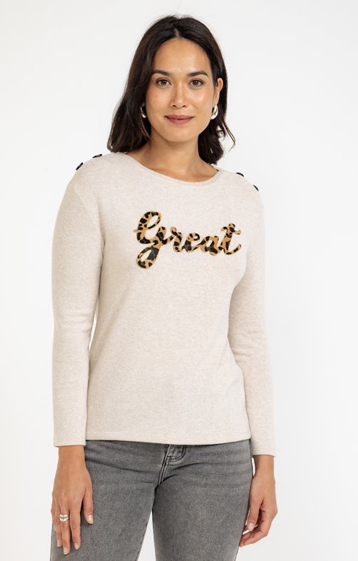 Tee-shirt imprimé placé et manches 3/4