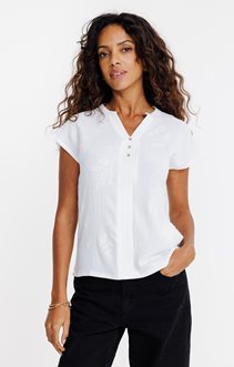 Tee-shirt brodé col mao