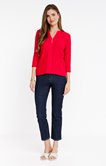 Tee-shirt uni 3/4 avec col mao