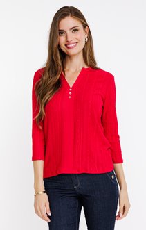 Tee-shirt uni 3/4 avec col mao