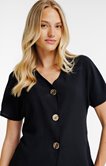 Tee-shirt uni boutons dorés
