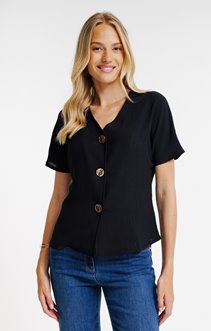 Tee-shirt uni boutons dorés