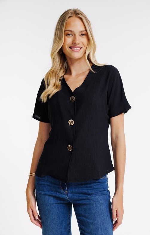Tee-shirt uni boutons dorés