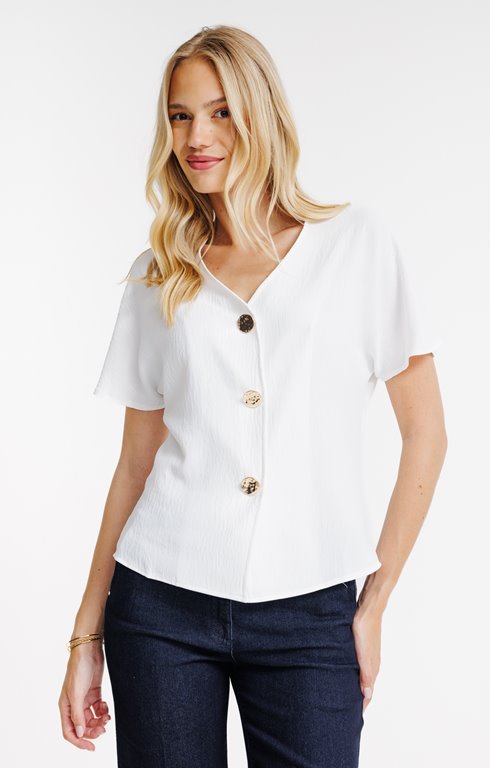 Tee-shirt uni boutons dorés