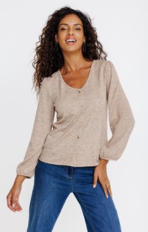 Tee-shirt uni manches longues col v