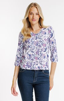 Tee-shirt 3/4 imprimé avec col v
