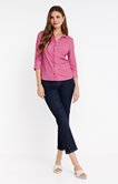 Tee-shirt 3/4 imprimé vichy col polo