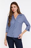 Tee-shirt 3/4 imprimé vichy col polo