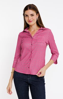 Tee-shirt 3/4 imprimé vichy col polo