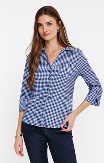 Tee-shirt 3/4 imprimé vichy col polo