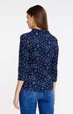 Tee-shirt 3/4 fleuri col polo