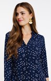 Tee-shirt 3/4 fleuri col polo