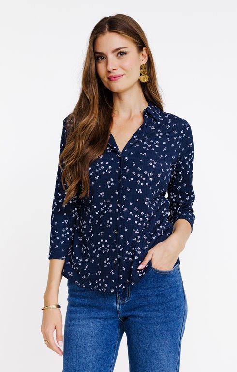 Tee-shirt 3/4 imprimé col polo