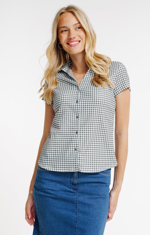 Tee-shirt imprimé vichy col polo