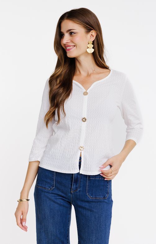 Tee-shirt uni boutons fantaisie