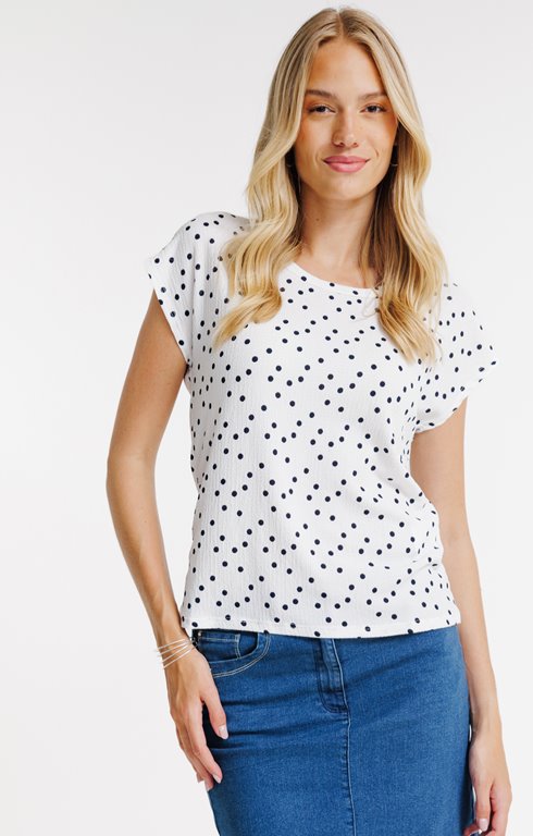 Tee-shirt à pois boutons au dos