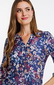 Tee-shirt fleuri col mao