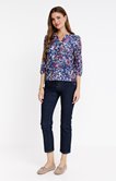 Tee-shirt fleuri col mao