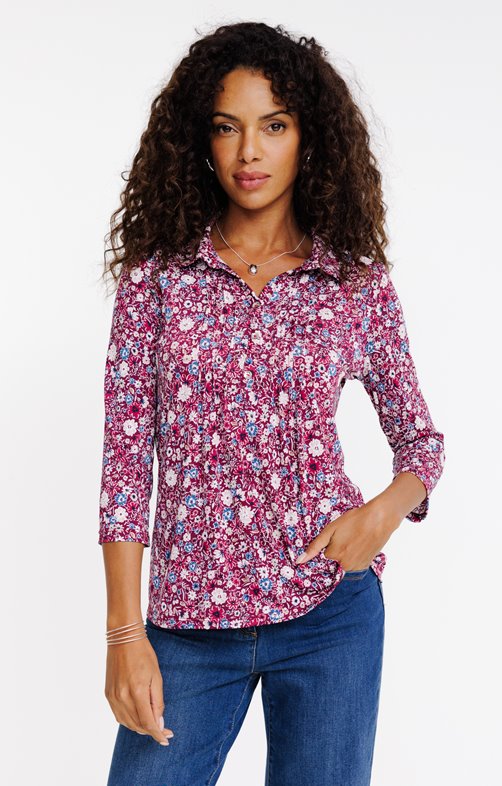 Tee-shirt col polo avec plis