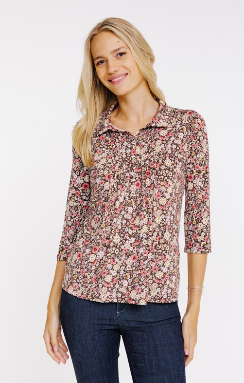 Tee-shirt col polo avec plis