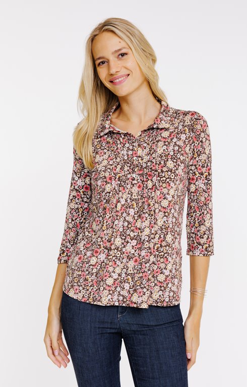 Tee-shirt col polo avec plis