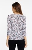 Tee-shirt fleuri col rond avec plis