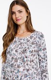Tee-shirt fleuri col rond avec plis