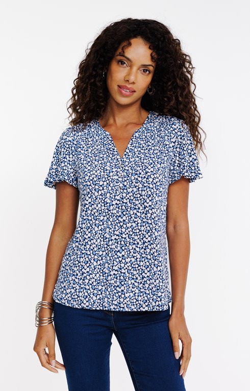 Tee-shirt imprimé col mao
