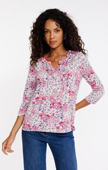 Tee-shirt avec plis imprimé patch fleurs