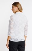 Tee-shirt dentelle col polo manches 3/4