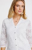 Tee-shirt dentelle col polo manches 3/4