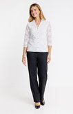 Tee-shirt dentelle col polo manches 3/4